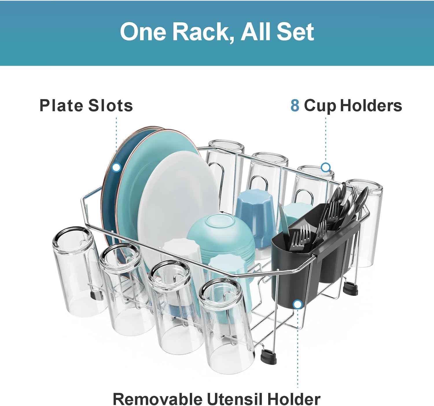 GSlife Small in Sink Dish Drying Rack - Stainless Steel Compact Dish Drainer for RV Kitchen Apartment Sink, Rust Resistant Inside Sink Rack, 1–2 Person Households, 11.6" W x 13.4" L, Silver