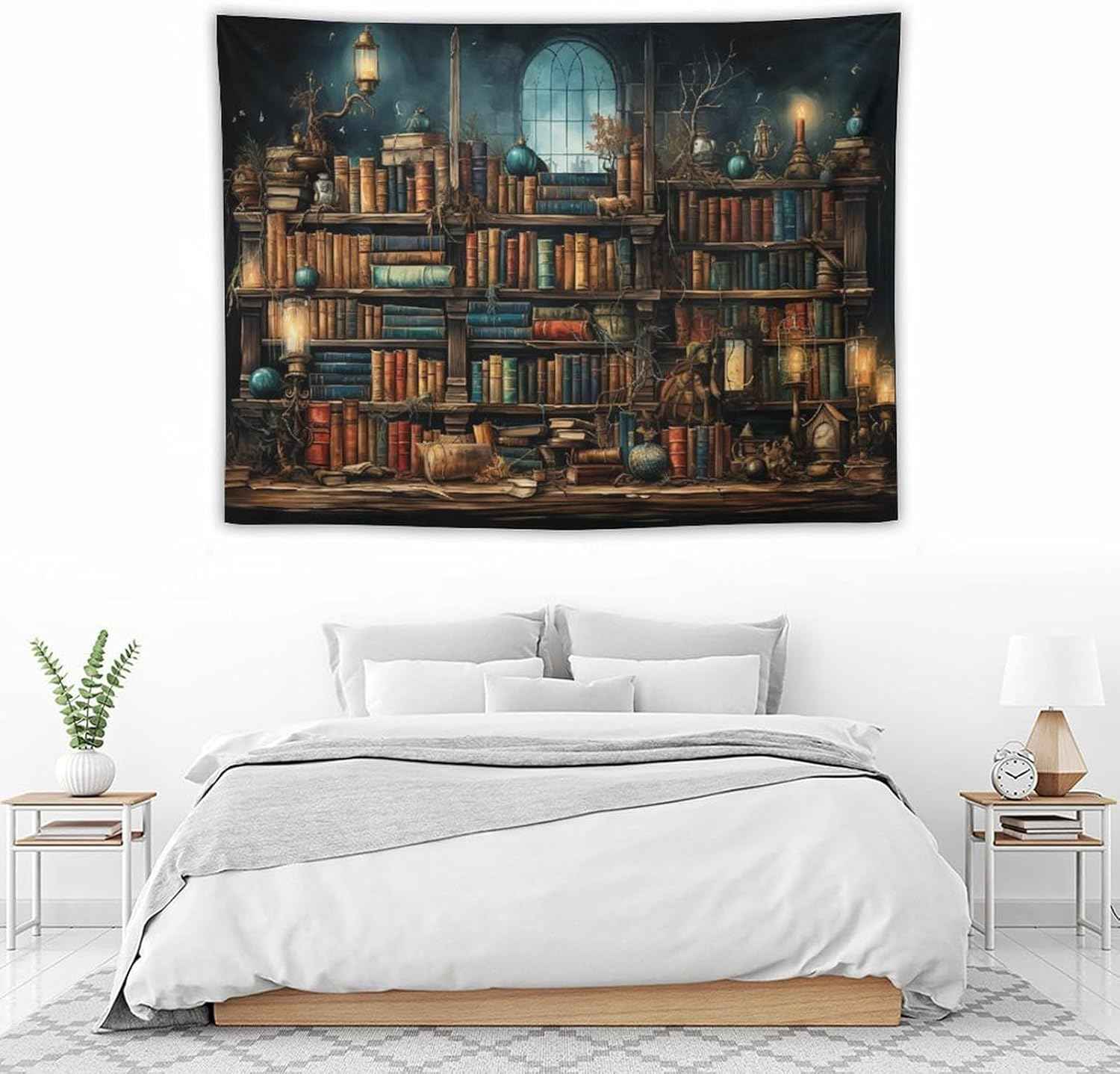 Retro Bookshelf Tapestry Vintage Library Wall Hanging Tapestries,Old Books on Shelf Classical Study Room Student Study College Dorm Bedroom Living Room 40"x30"