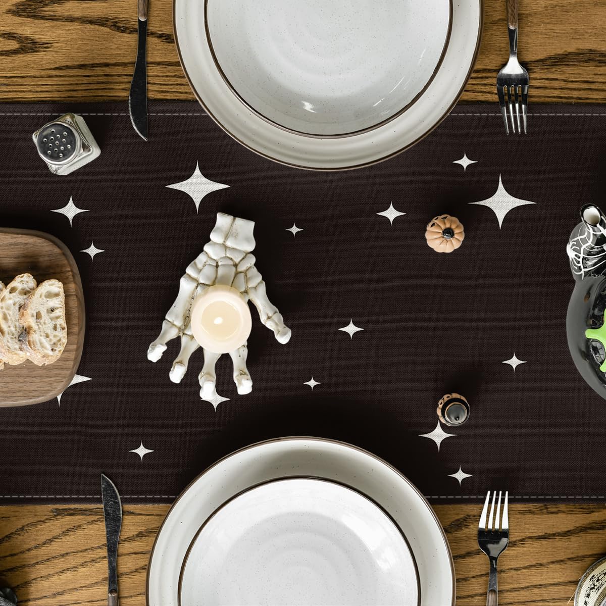 Artoid Mode Spooky Skeleton Spider Bone Halloween Table Runner, Holiday Kitchen Dining Table Decoration for Home Party Decor 13 x 72 Inch