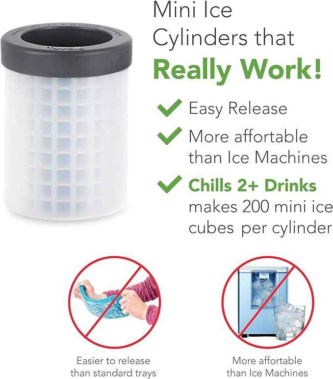 Tovolo Mini Ice Cylinder- Squeeze & Release- Set of 2, 1000422, Gray