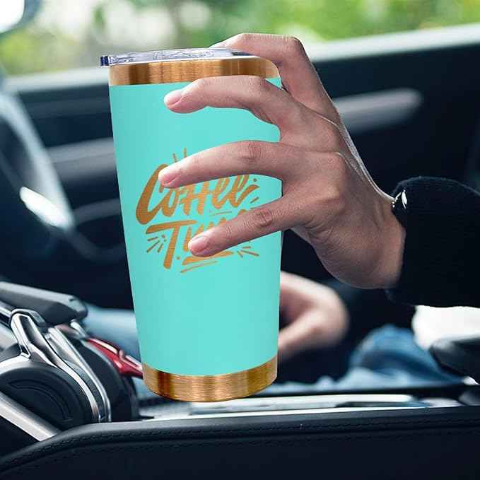 20 oz Tumbler Bulk Stainless Steel Tumblers with Lids and Straws, Double Wall Vacuum Insulated Travel Coffee Mug for Laser Engrave, Powder Coated Cups for Hot and Cold Drinks (Mint Green,1 pack)