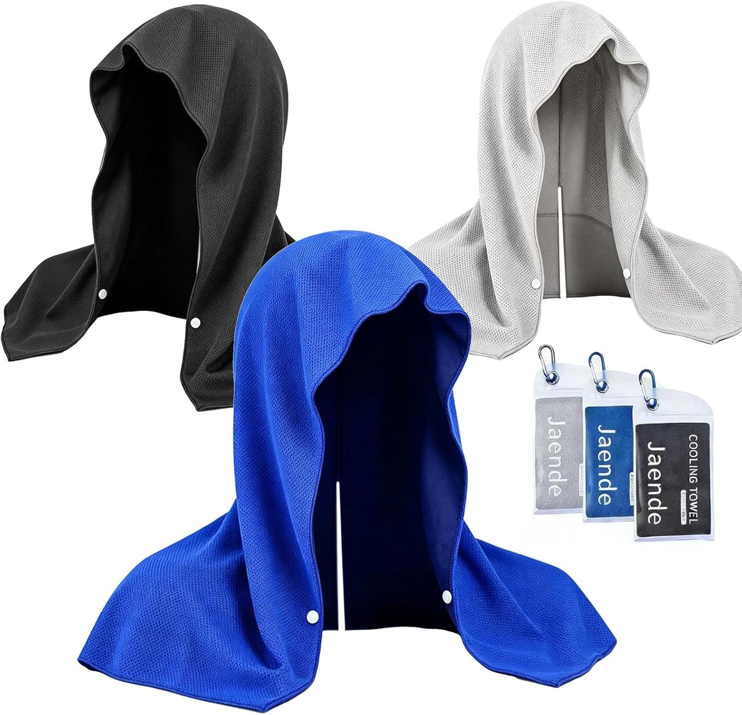 3Pack Cooling Hoodie Towel, UPF 50+ Sun Protection Ice Towel, Instant Cooling Towels for Neck and Face, Perfect for Sports, Gym, Workout, Yoga, Running & Hot Weather