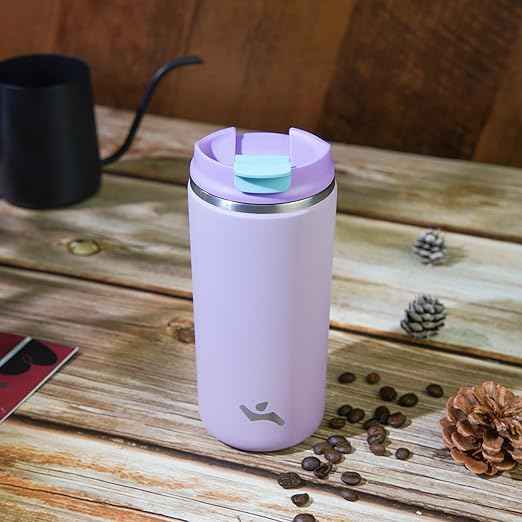Konokyo Tumbler with Lid, 16 oz Travel Coffee Mug Double Wall Vacuum Stainless Steel Thermal Metal Cup Insulated Water Bottle,Lavender