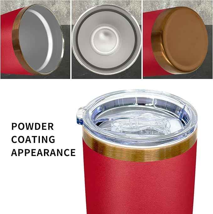 20 oz Tumblers Stainless Steel Tumbler with Lid and Straw Insulated Copper Coffee Mug for Laser Graving 32oz Powder Coated Cup(Red,1 pack)