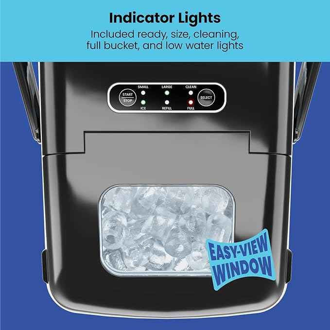 Iceman Dual-Size Countertop Ice Maker Machine, Portable, Creates 2 Cube Sizes in 6 Mins, Holds 1.3 lb. of Ice, Makes up to 26 lb in 24 Hours, Self-Cleaning Scoop Included, Stainless-Steel