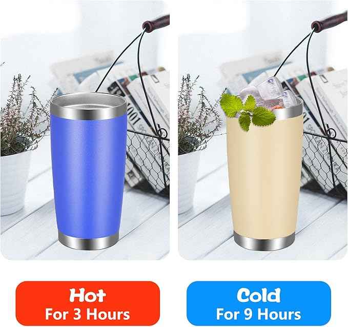 VEGOND 20oz Tumbler with Lid and Straw Stainless Steel Tumbler Cup Vacuum Insulated Double Wall Travel Coffee Mug Powder Coated Coffee Cup, Blue, 1 Pack