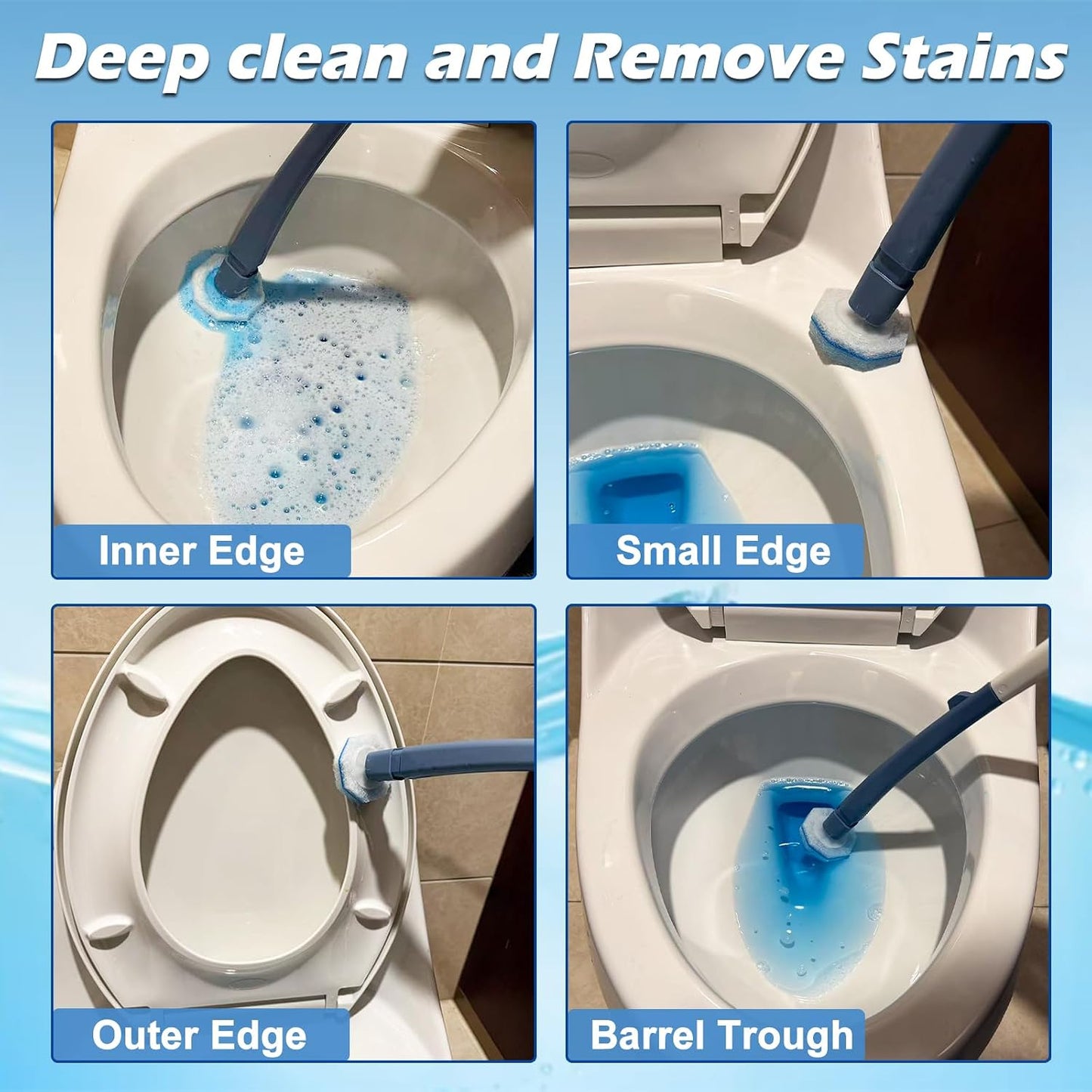 60 Count Toilet Wand Refills, Compatible with Clorox Toilet Wands, Disposable Scrubbing Pads for Toilet Bowl Cleaning, No Falling Apart, Deep Bathroom Cleaning Refills
