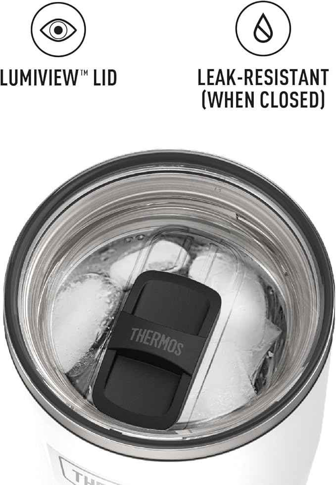 THERMOS ICON SERIES, Stainless Steel Cold Tumbler with Slide Lock, 24 Ounce, Snow