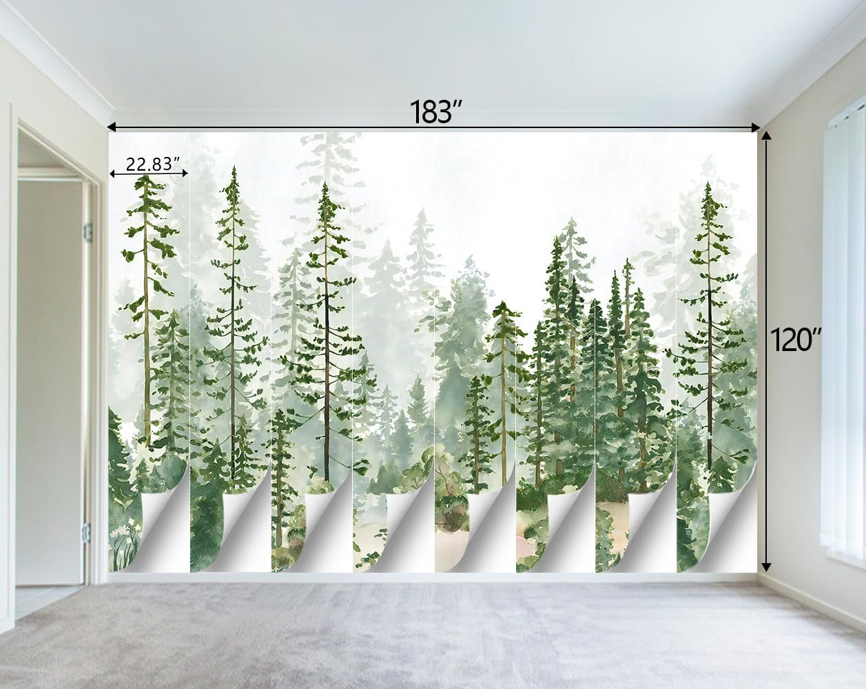 Boys or Girls Cartoon Pine Tree Forest wallpeper Nursery Kids Bedroom Wall Mural - 183"x120"（Not Peel and Stick）