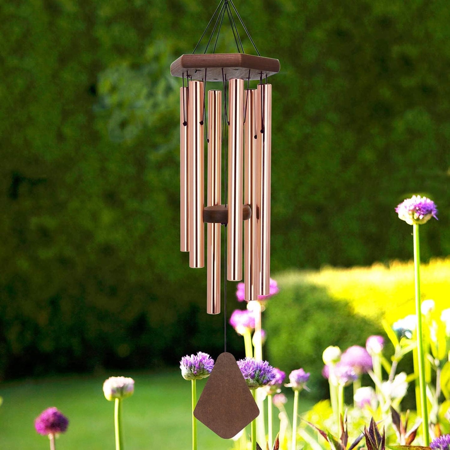 Memorial Wind Chimes for Outside, Wind Chime Outdoor Deep Tone, Sympathy Wind-Chime Personalized with 6 Tuned Tubes, Elegant Chime for Garden Patio Balcony and Home Gold