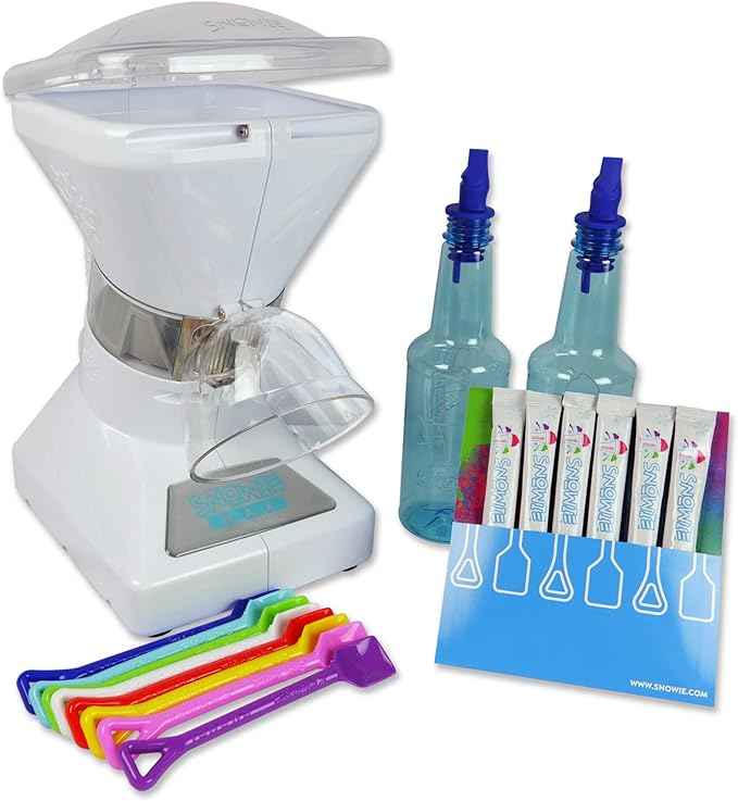 SNOWIE - Little Snowie Max Snow Cone Machine - Premium Shaved Ice Maker, With Powder Sticks Syrup Mix, 6-Stick Kit, Light Blue