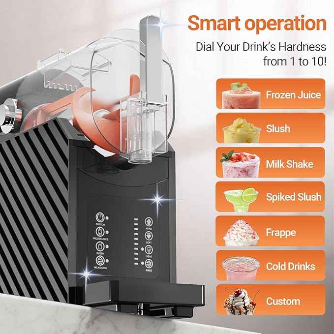 Erivess Slushie Machine, 85 oz Slushy Maker for Home with Auto-Clean & Low Noise, Professional Frozen Drink Maker, No Ice Needed, 3 Preset Programs, Frozen Margaritas, Frappés, Milkshake