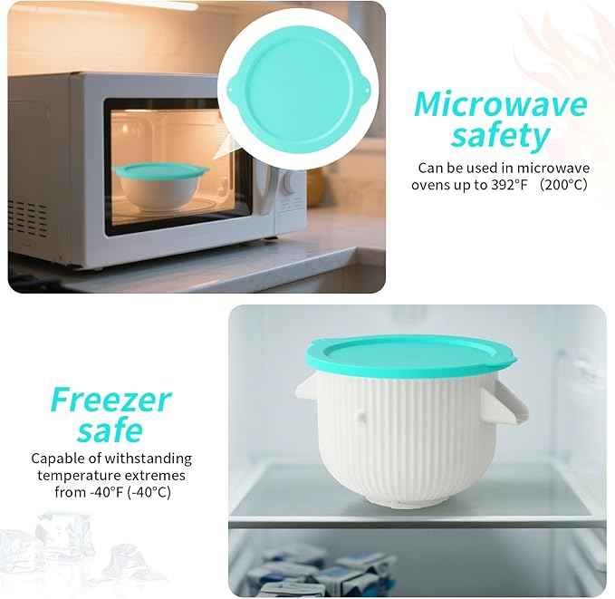 Silicone Lid Compatible with KitchenAid 2QT Ice Cream Mixing Bowl and 5QT Stainless Steel Bowl, Dishwasher Safe, Microwave Up to 200°C (392°F), Freezer Safe (Not Included)