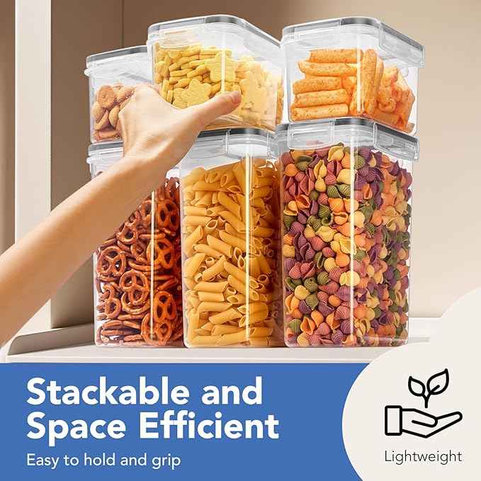 30 PCS Airtight Food Storage Containers with Lids, BPA Free Clear Plastic Kitchen and Pantry Organization and Storage Set for Flour, Sugar, Cereal, Pasta, Includes 30 Labels and Marker