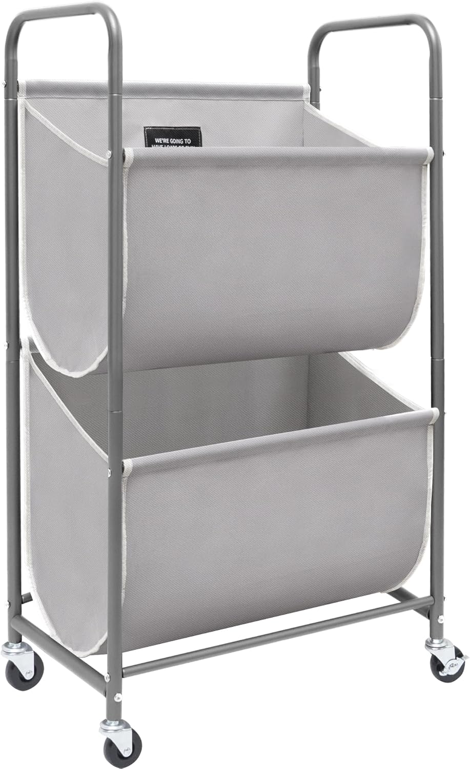 STORAGE MANIAC 80 Liters Vertical Rolling Laundry Hamper, 2 Section Laundry Sorter with Wheels and 2 Breaks, 2-tier Laundry Baskets for Small Space, Dorm, Laundry Room, Closet, Bathroom, Gray 2-tier - Lumora Casa
