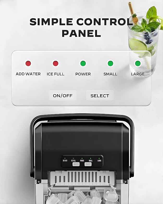 Silonn Countertop Ice Maker, 26 lbs/Day Fast Ice in 6 Mins, Compact Self-Cleaning Ice Machine for Home, Kitchen, Office & Parties, Black