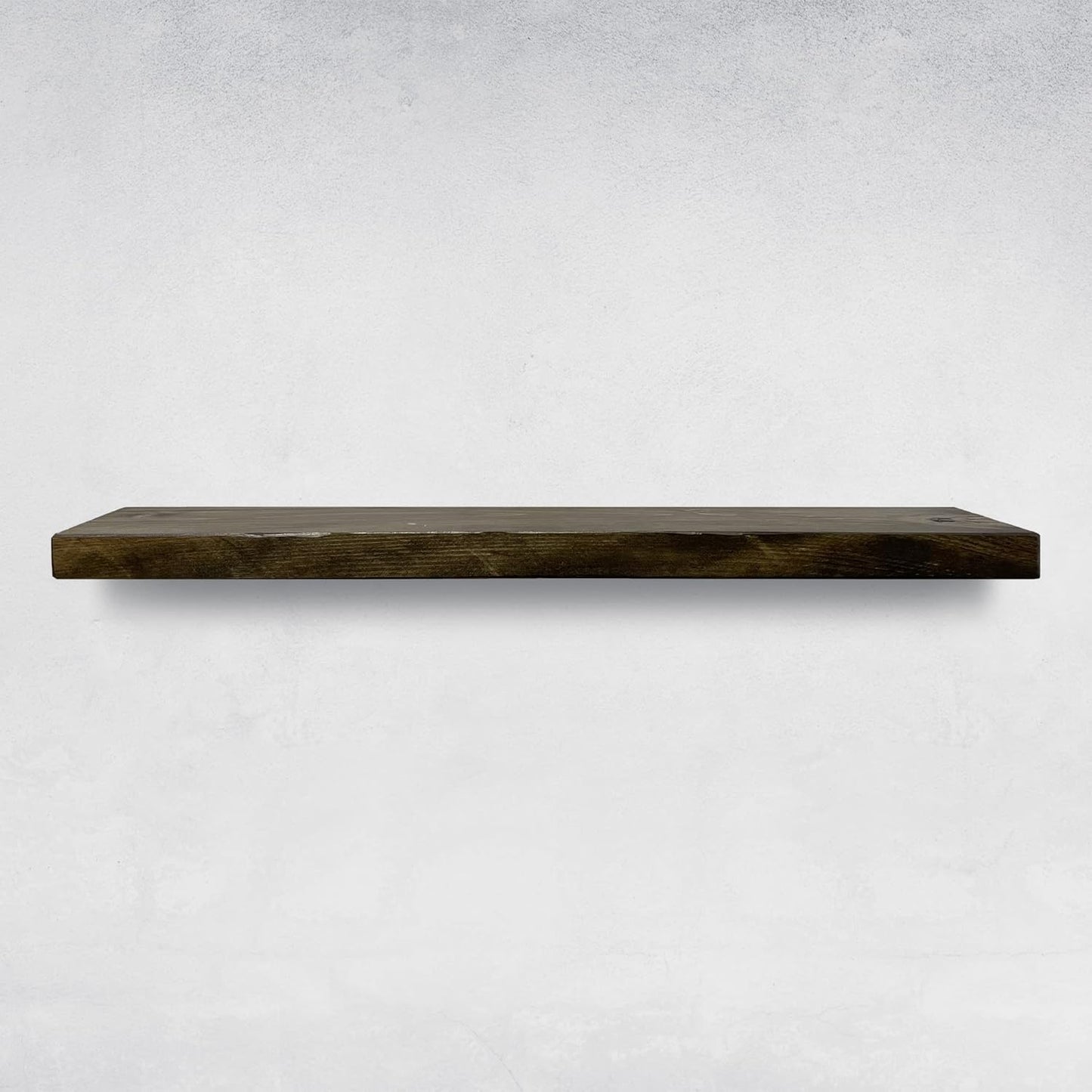 URBANDI, Rustic Floating Shelves, Set of 2, Hidden Bracket, Solid Wood, Heavy Duty, Wall Mounted Shelves, (Dark Brown, 24Wx8D)