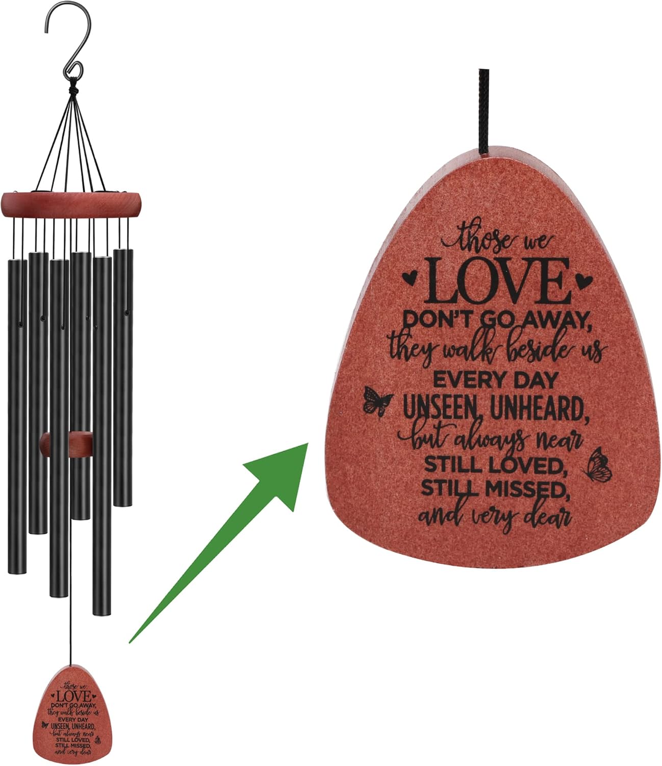 Memgift Memorial Wind Chimes for Outside – Sympathy Gift for Loss of Loved One, Outdoor Keepsake in Memory of Dad Mom Daughter Son