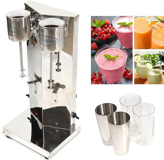 Electric Milkshake Maker, Ice Cream Mixer Machines, 110V Commercial Drink Smoothie Blender for Coffee Shops, Tea Stores to Making Fruit Tea, Coffee, Stirred Drinks (2 Head with Cup 650ml)