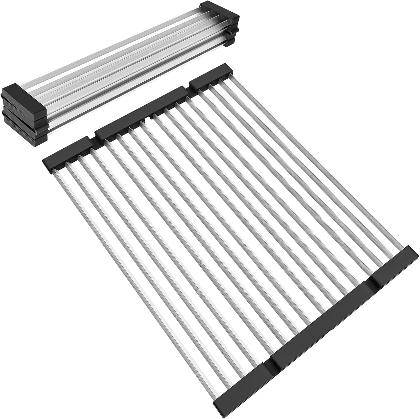 GAViA Roll Up Dish Drying Rack Over The Sink Drying Rack Stainless Steel Sink Drying Rack Kitchen Dishes Drying Mat Foldable Dish Drainer Rack Kitchen Sink Organizer Accessories