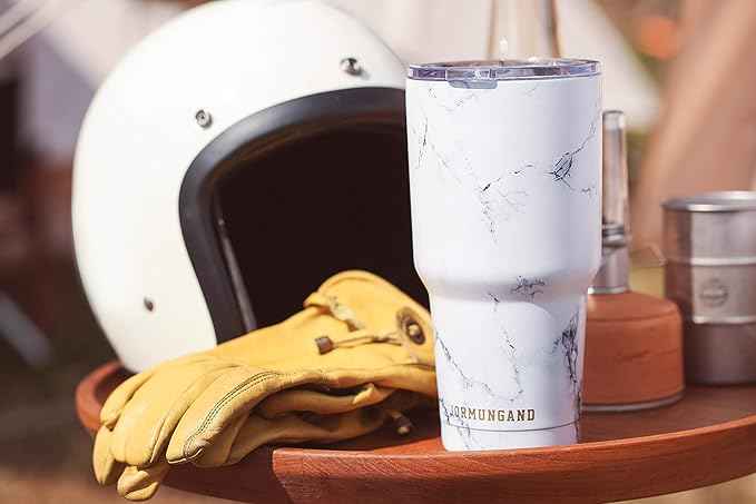 Jormungand 30 oz Tumbler Stainless Steel Vacuum Insulated Travel Mug with Leak Proof Lid Double Wall Coffee Cup Water Bottle for Cold Beverages 30oz Tumbler Marble White