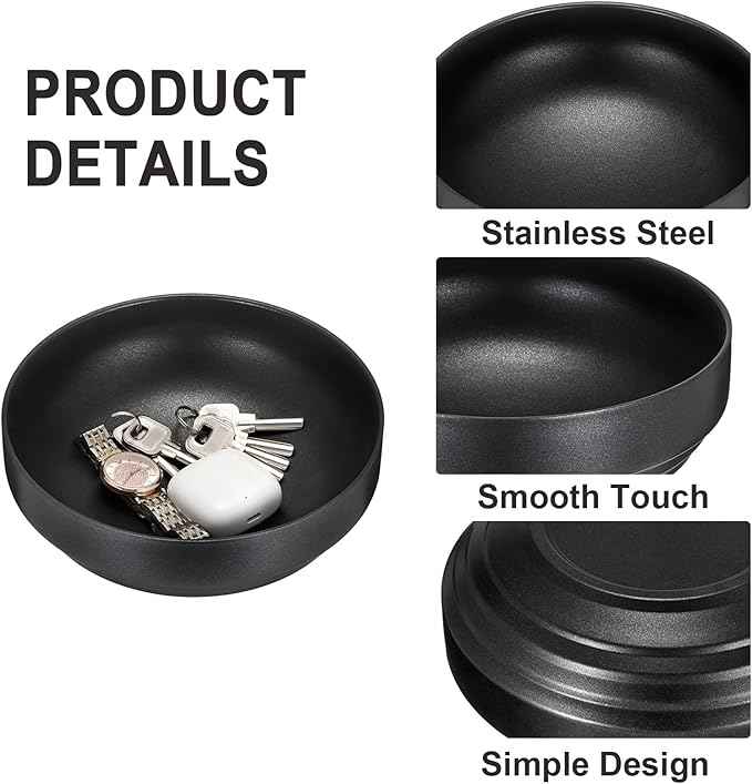 Key Holder Bowl for Entryway Table Round Catchall Bowl for Coin Fruit Holder Decorative Serving Bowl for Coffee Table Kitchen Counter, 7.4 Inches