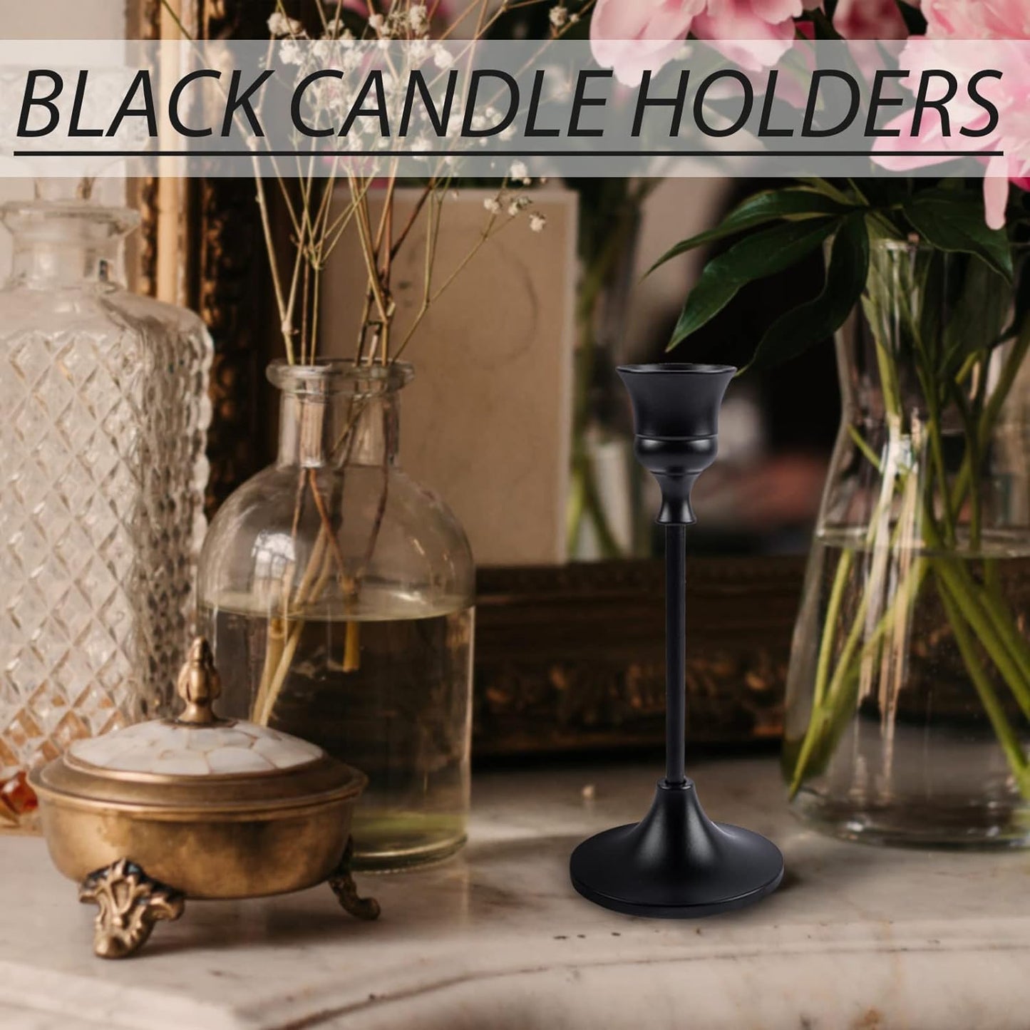 Candlestick Holders,Taper Candle Holder for Candlesticks Black Candelabra Candle Holder Vintage Candle Stick Candle Holders for Fireplace Party Dining Home