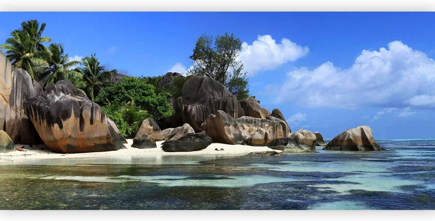 artgeist Premium Wall Mural Tropical Island 216x98 in - XXL Non-Woven Corner Wallpaper Fleece Angle Wall Decor Photo Print Picture Image Design Landscape Sea Beach Nature Palm Tree c-A-0058-a-c