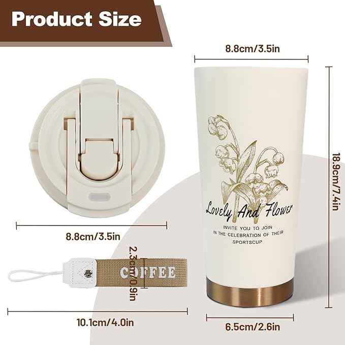Insulated Coffee Tumbler 17.9oz 530ml Travel Coffee Mug 316 Stainless Steel Dual Drink Openings Leakproof Lid Reusable Insulated Coffee Mug Hot and Cold Ideal Travel Mug for Coffee Lover Daily