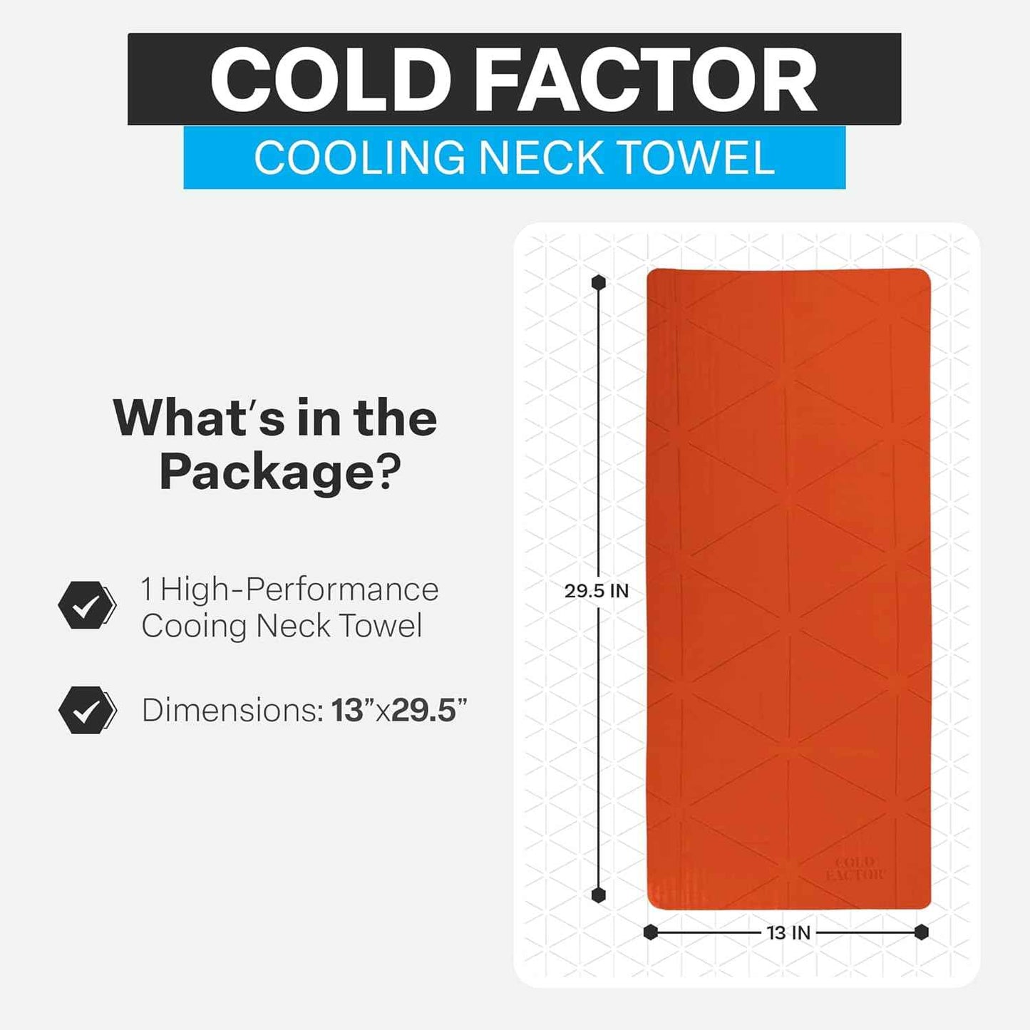 COLD FACTOR Orange Cooling Towel & Misting Water Bottle Bundle– Soft Cooling Neck Wrap w/UPF 50+ Protection, Machine Washable – Insulated 20oz Hydration & Cooling Spray for Sports, Exercise & Fitness
