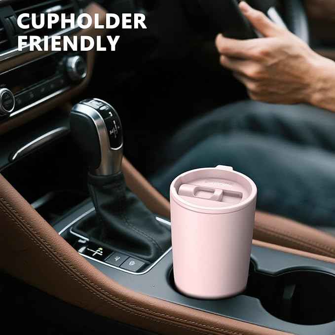 TILUCK 20 oz Insulated Tumbler with BPA-Free Lid, Stainless Steel Vacuum Travel Coffee Mug, Double Wall Coffee Tumbler （20oz，Matte LightPink）