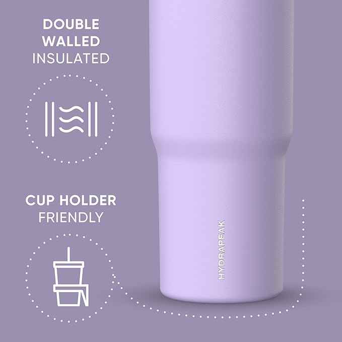 Hydrapeak Nomad 32 oz Tumbler with Handle and Straw Lid, Leakproof, Double Insulated, 32oz Cup Stainless Steel (Lavender) | with Handle, and Straw Lid, Leakproof, Double Insulated, 32oz Cup