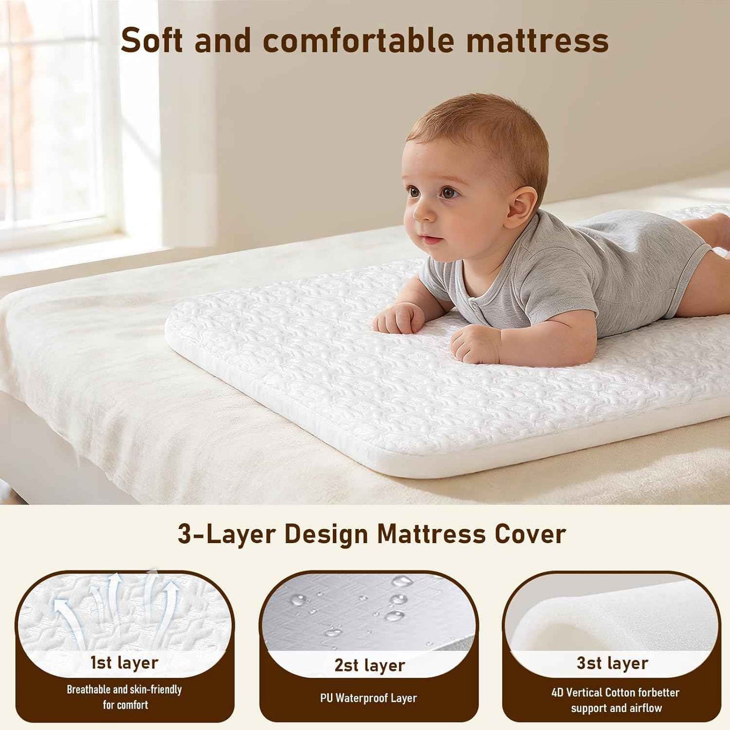 3 in 1 Baby Bassinet Bedside Sleeper,Bedside/Rocking Bassinet for Baby with Waterproof Comfy Mattress and Lockable Wheels,7 Adjustable Height, Easy Folding Portable Crib for Newborn(Gray)