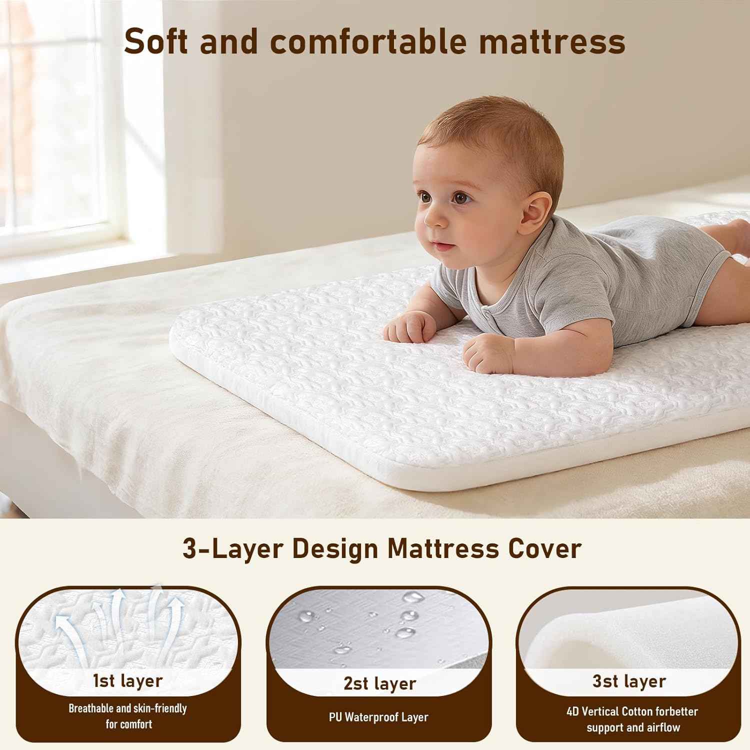 3 in 1 Baby Bassinet Bedside Sleeper,Bedside/Rocking Bassinet for Baby with Waterproof Comfy Mattress and Lockable Wheels,7 Adjustable Height, Easy Folding Portable Crib for Newborn(Gray)