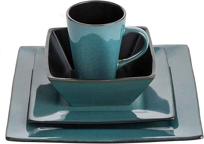 Gibson Elite Kiesling 16 Piece Dinnerware Set, Turquoise