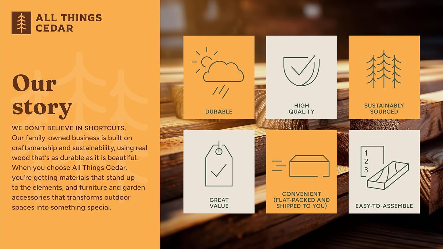 All Things Cedar PA96-Set 6-ft Cedar Garden Pagoda Arbor with Side Planters | Wedding Arch for Ceremony | Wood Trellis for Outdoor & Plant Climbing | Handcrafted (Western Red Cedar)