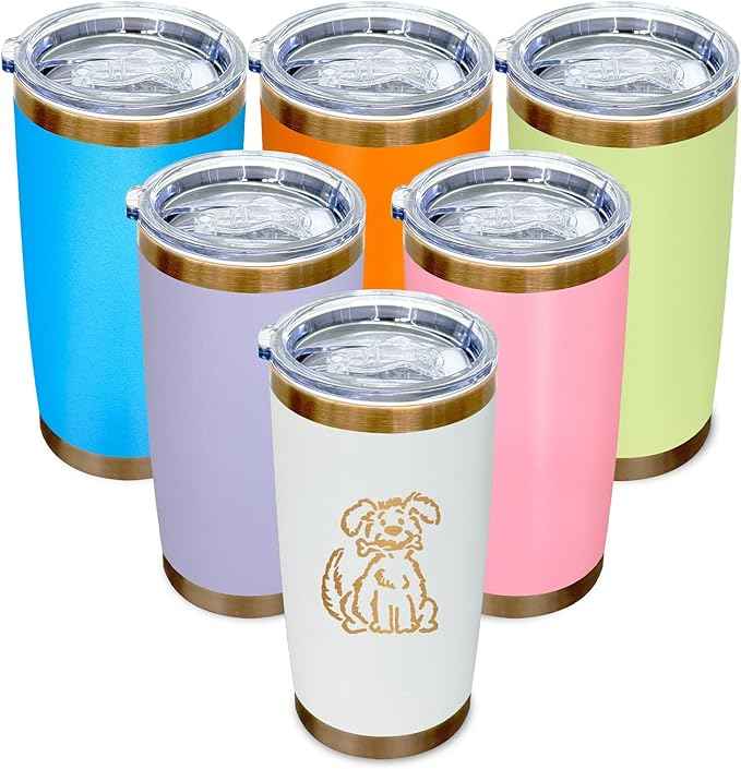 20 oz Tumblers Stainless Steel Tumbler with Lid and Straw Insulated Copper Coffee Mug for Laser Graving 39oz Powder Coated Cup(Mix6B)