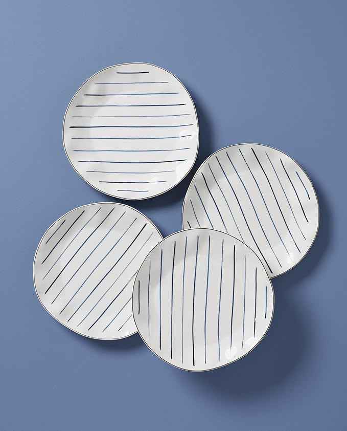 Lenox 895695 Blue Bay Stripes 4-Piece Dinner Plate Set
