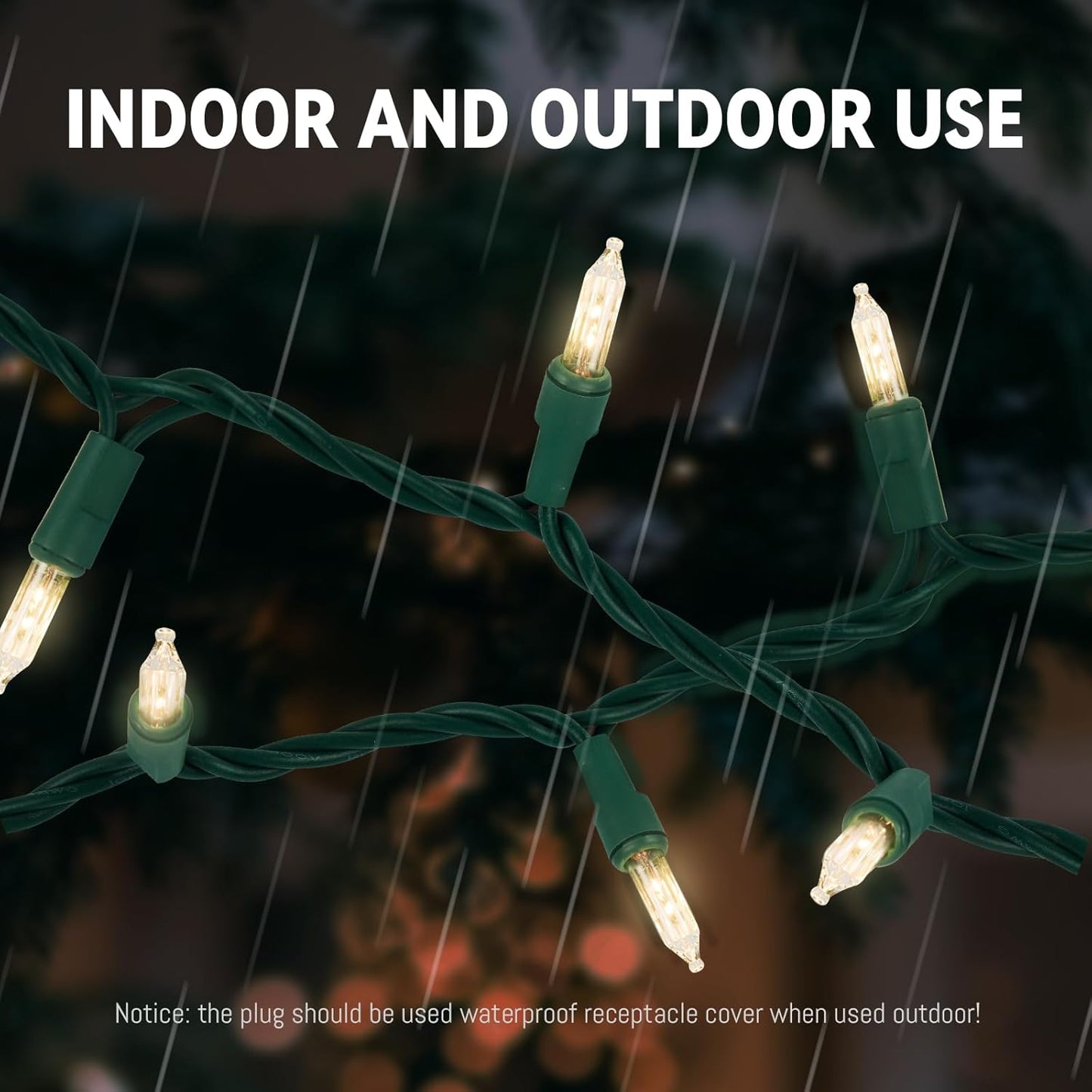 Clear Christmas Lights 100 Count, 21ft Clear Warm White Mini Incandescent Christmas String Lights with Green Wire, UL Certified Indoor Outdoor Xmas Tree Lights for Bedroom Holiday Christmas Decor