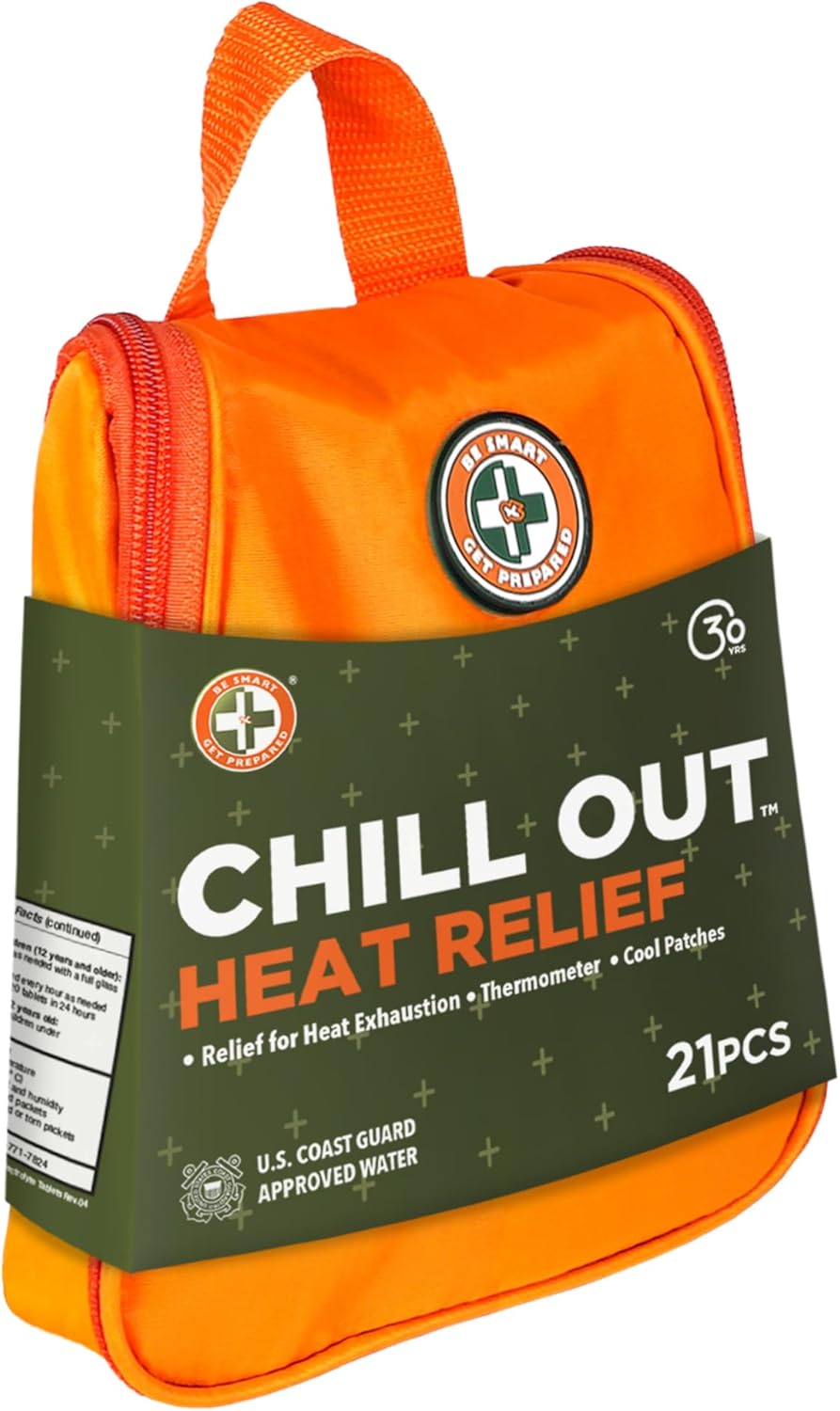 Be Smart Get Prepared Chill Out Heat Relief Kit - 21 Pieces - Designed for Camping, Hiking, Sports, Outdoor & Physical Activities - Compact & Portable