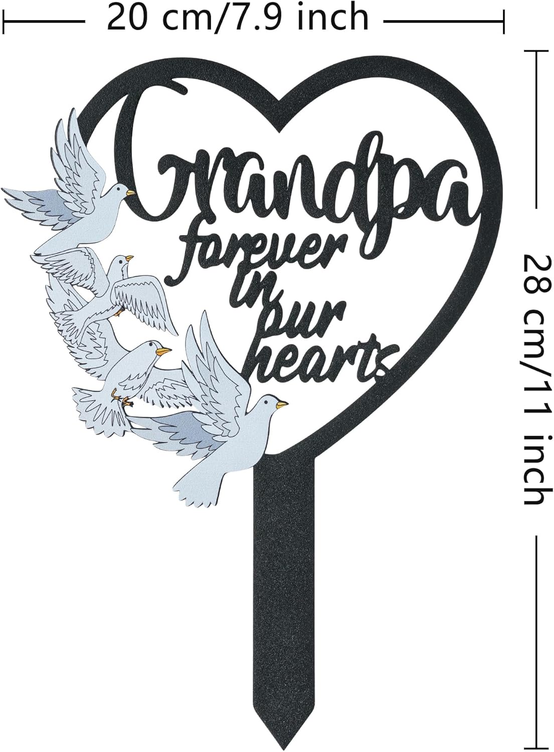 BUoonyer Stake Graves Cemetery Decorations - Grandpa Metal Memorial Grave Markers, Grandfather Heart Graveyard Sympathy Plaque, Dove Remembrance Graveside Burial Decor Sign for Outside Yard Garden