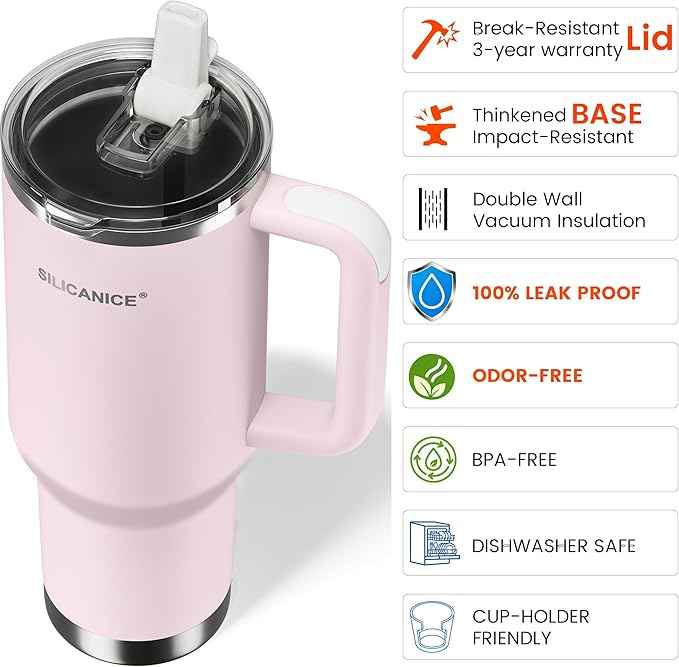 For Travel & Gym – Never Drink from a Moldy Lid Again: 40oz Hygienic Tumbler, 100% Leakproof Lid & Removable Foldable Spout. Reinforced Base, Fits Cup Holders - Pink Sand