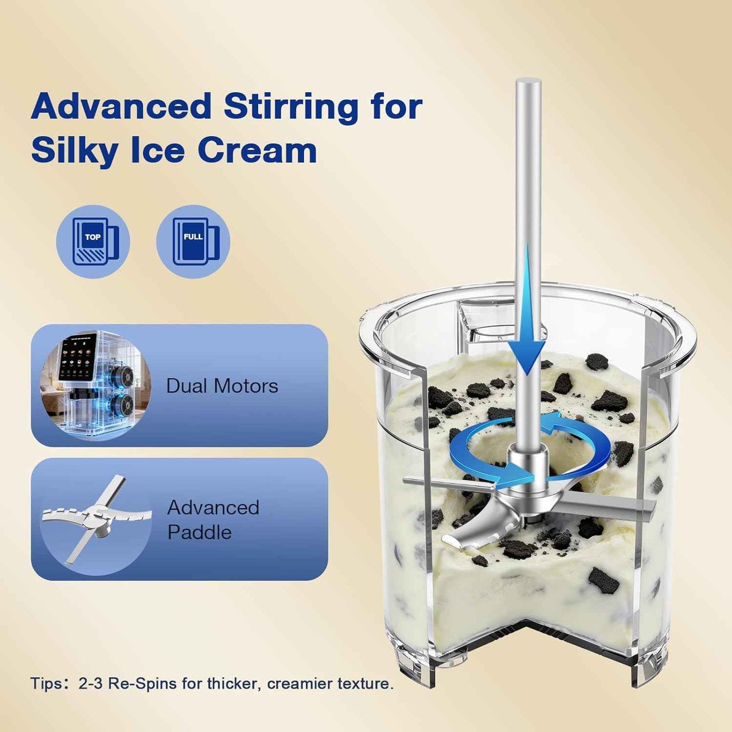 H-Duka 10-in-1 Ice Cream Maker Machine, 800W Frozen Treat Maker for Silky Gelato, Sorbet&Slushies, One-Touch Mix-In & Re-Spin for Creamy Texture, Keto & Vegan, Includes 3 Pints & Recipe Guide, Black