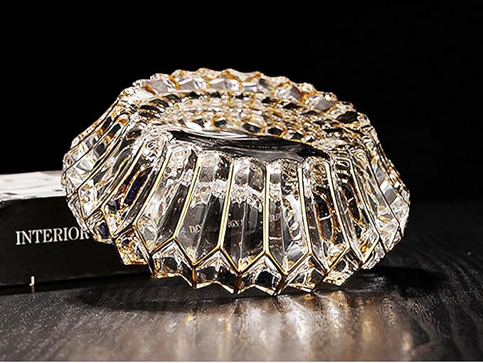 MAGCOLOR Hand Painted Gold Crystal decorative bowl for kitchen and indoor,Home Office Tabletop Beautiful Decoration Craft-5.5 inch. (Hand Painted Gold)