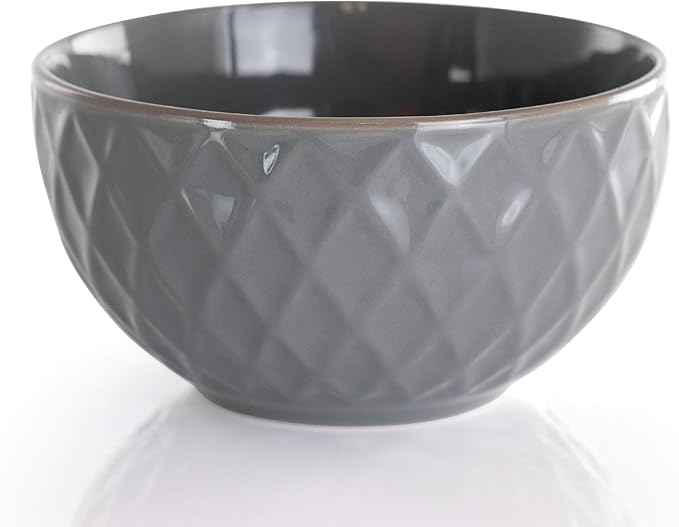 Elama Round Stoneware Collection Dinnerware Dish Set, 16 Piece, Slate and Pearl