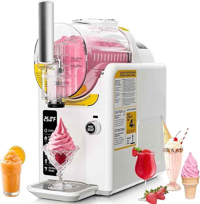 Ice Cream Machine Slushie Machine for Home - Slushy Machine Maker Frozen Drink Maker No Ice Needed Self Cleaning, 5 Preset for Soft Serve Ice Cream, Slushie, Margarita, Frappés, Milkshake