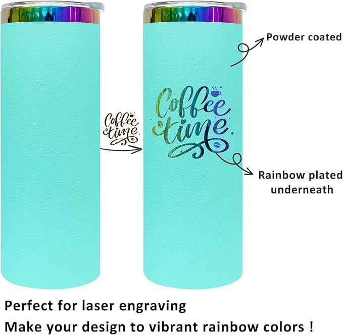 20 oz Skinny Tumblers Stainless Steel Tumbler with Lid and Straw Double Wall Vacuum Insulated Coffee Mug 20oz Powder Coated Cup for Hot and Cold Drinks(Mint Green,1 pack)