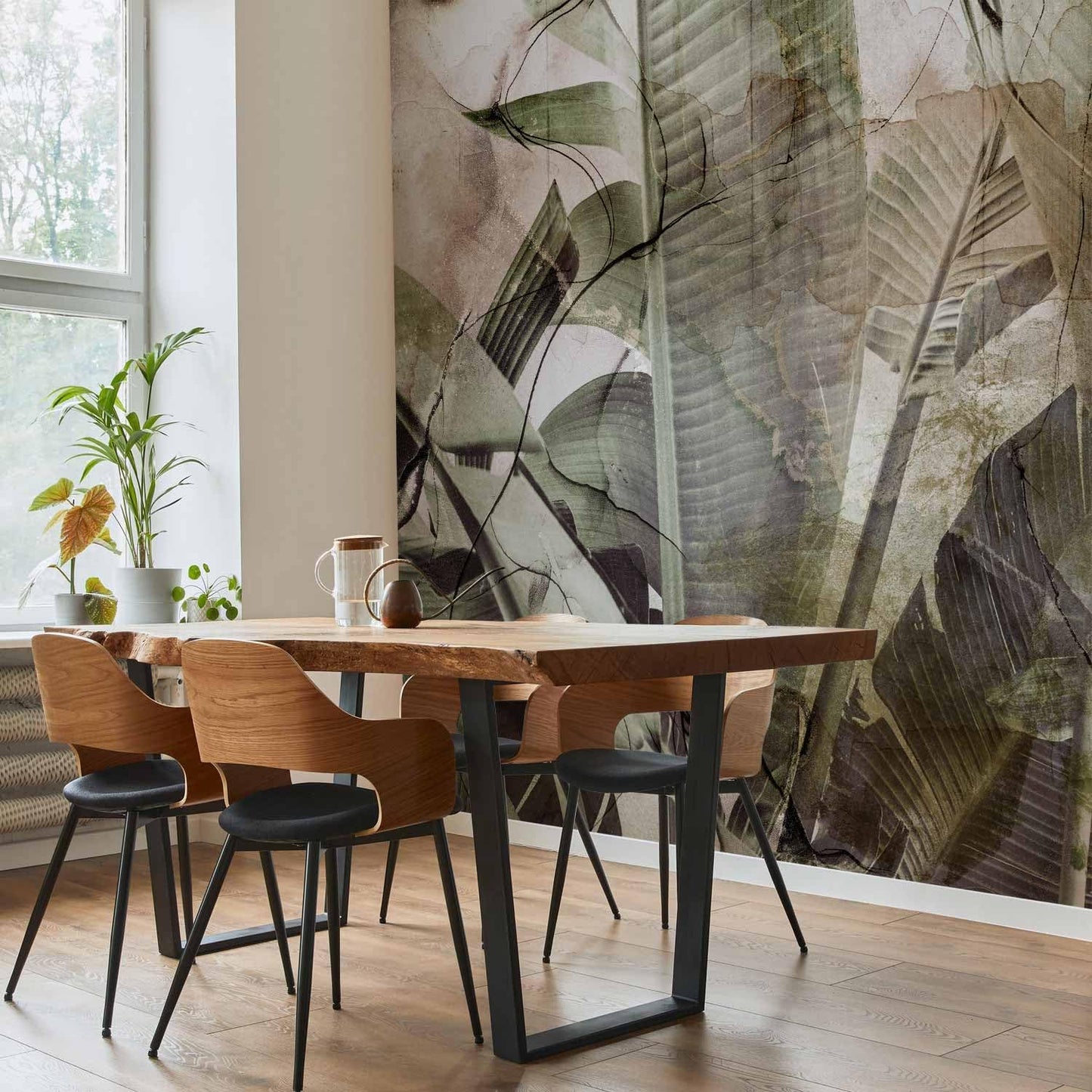 artgeist Premium Wall Mural Tropical Leaves 138x101 in - XXL Non-Woven Wallpaper Fleece Wall Decor Photo Print Picture Image Design Plant Jungle Nature Like Painted b-C-0776-a-a