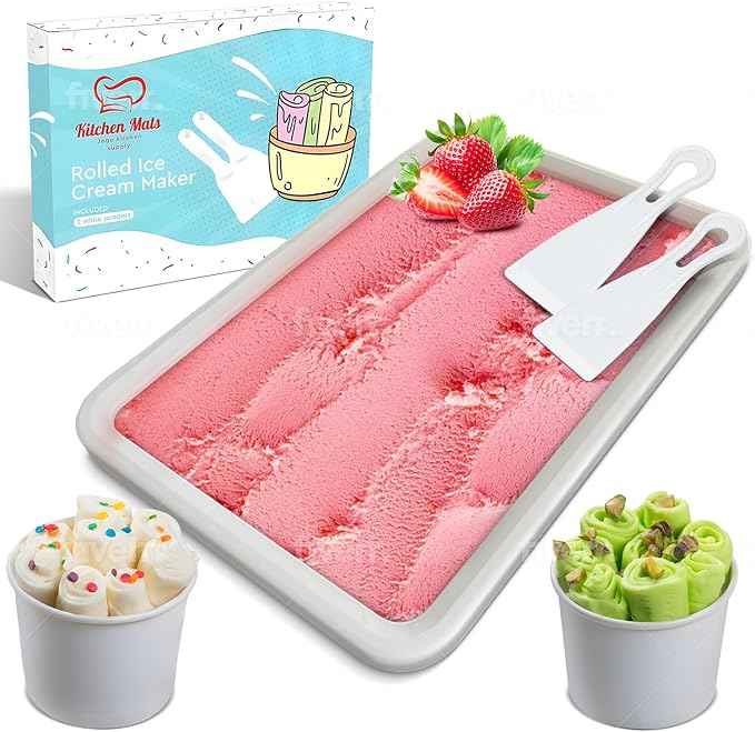 Extra Large Rolled Ice Cream Maker (14"x10") - Make Instant IceCream w/the Family - Manual Roll Your Own IceCream - Roll Ice Cream Tray