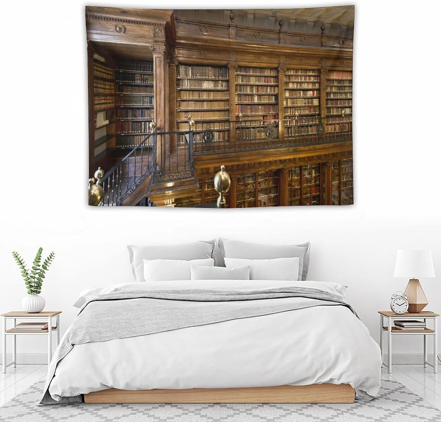 Kurtect Library Tapestry,Vintage Medieval Antique Bookshelf Bookcase Pattern Print Tapestries for Party Beach Picnic Blankets Tablecloths Living Room Wall Deocr, 30x40 in
